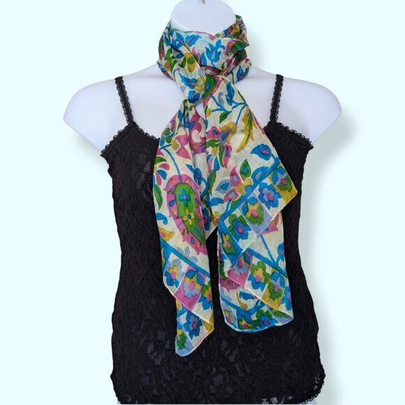 Vintage Colourful Silk Paisley Scarf - Picture 2 of 8